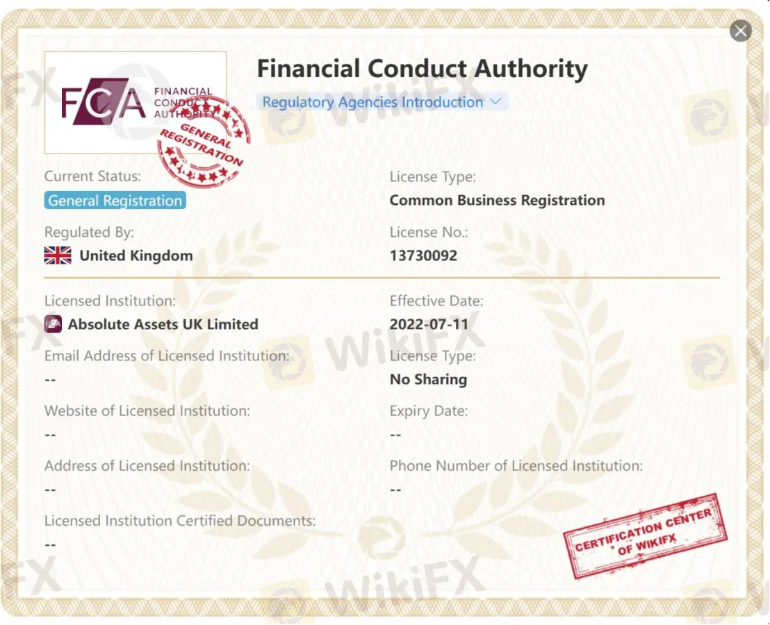 Financial Conduct Authority - FCA license