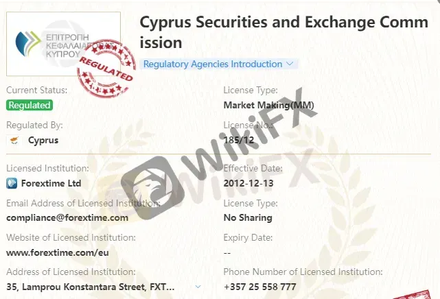 FOREXTIME LTD is authorized by the Financial Conduct Authority (FSCA), holding a license of Financial Service Authority under license no. 46614. regulation