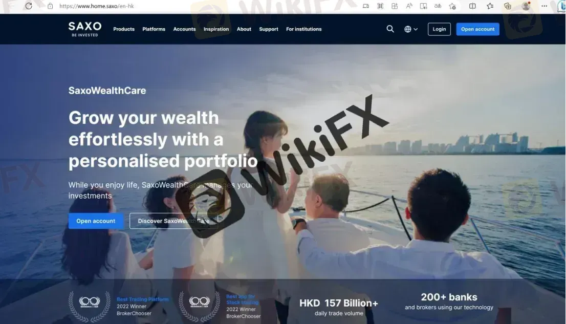 Saxo Banque Banque's site web