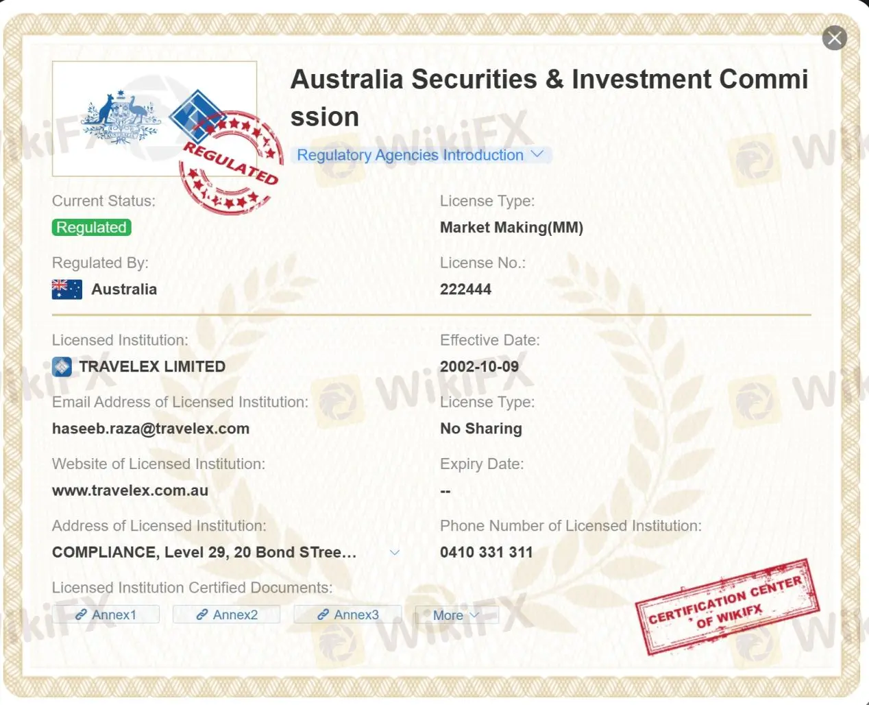 Licence ASIC