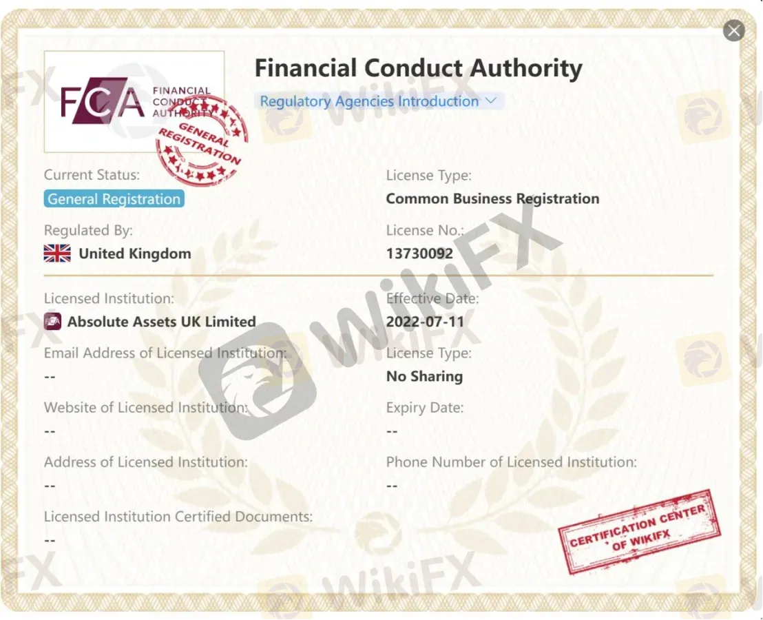 Financial Conduct Authority - FCA license