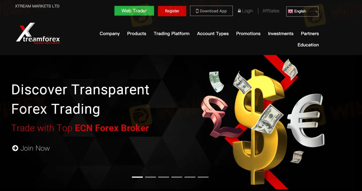 XtreamForex's homepage