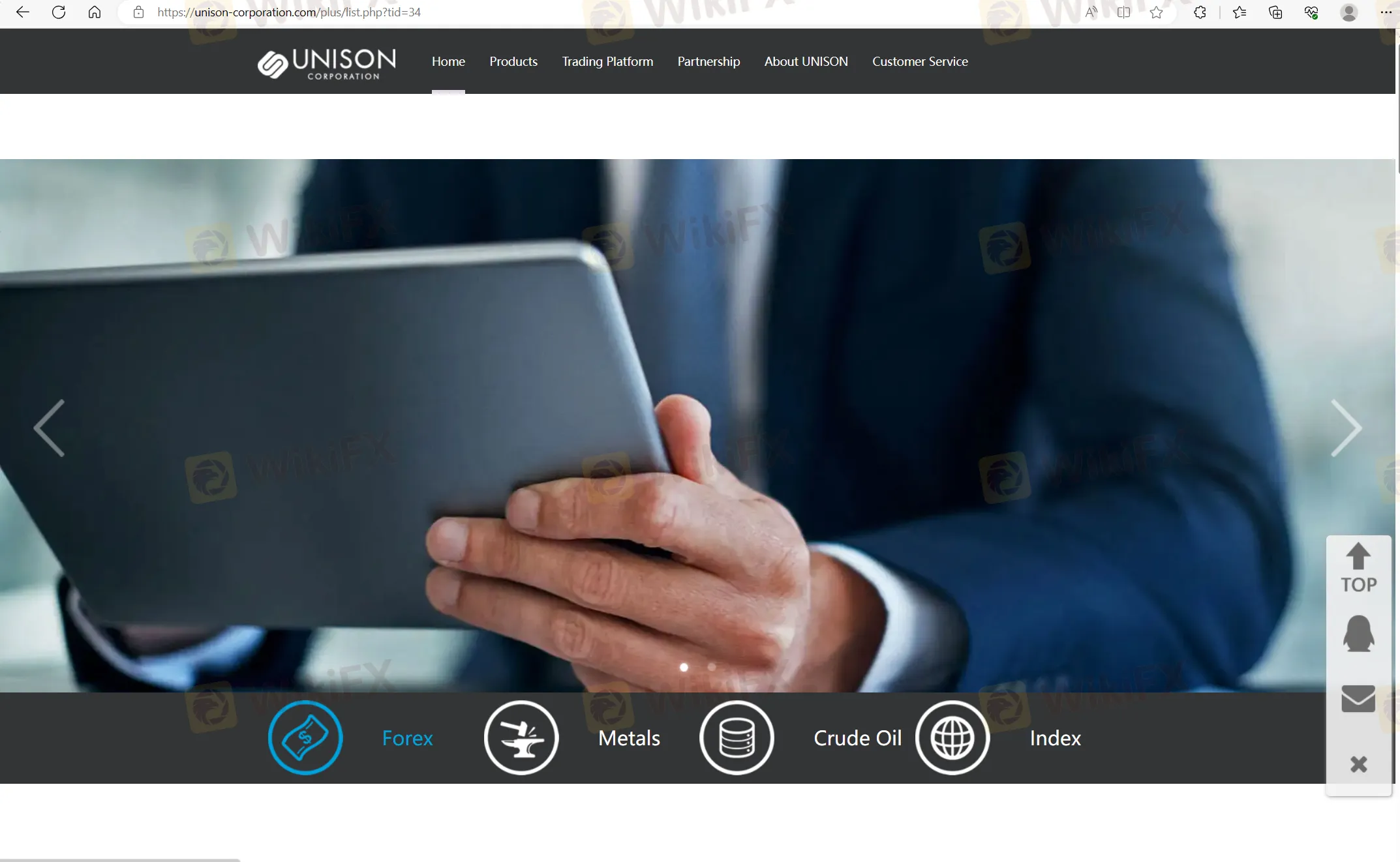 UNISON CORPORATION Markets‘ home page