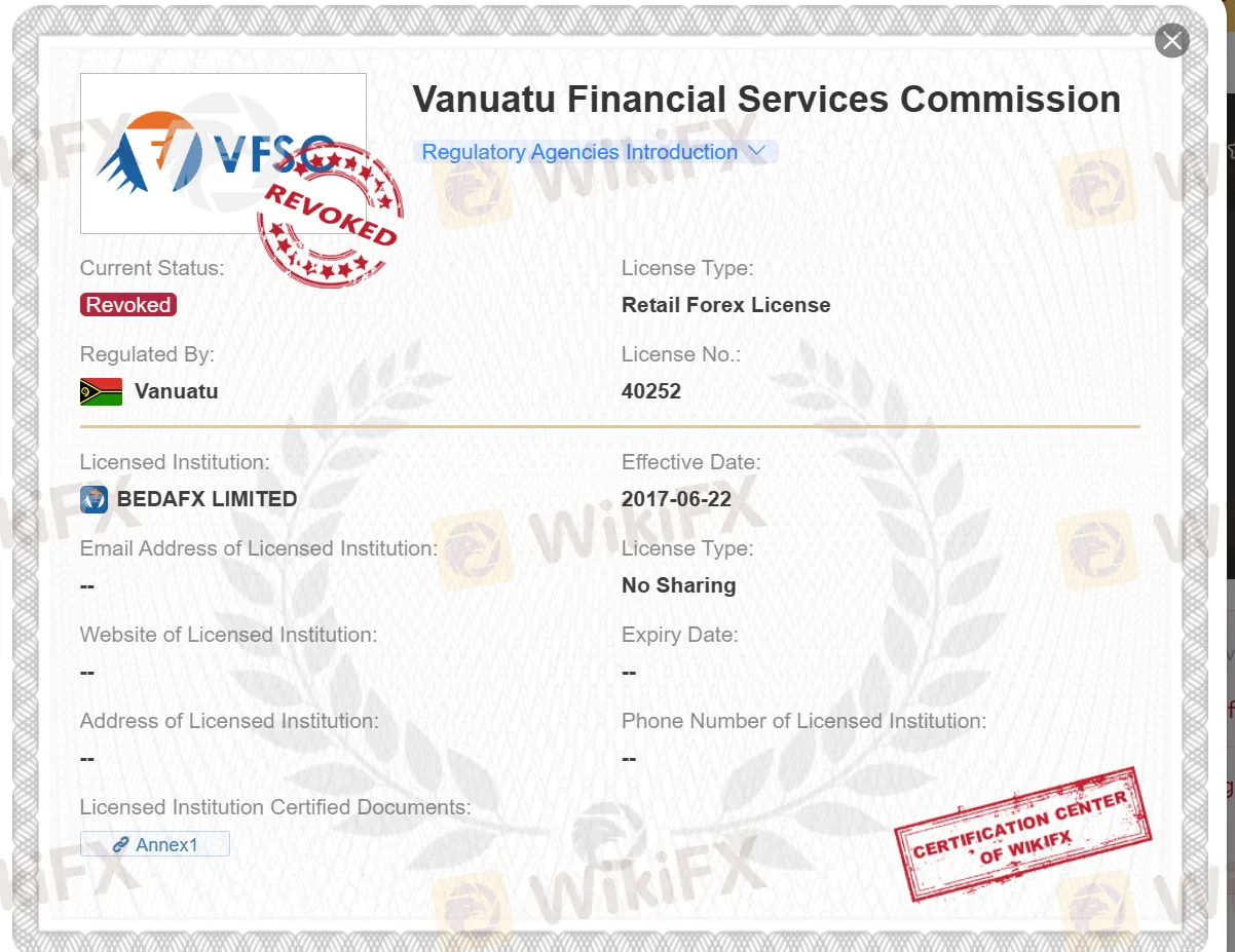 revoked VFSC license