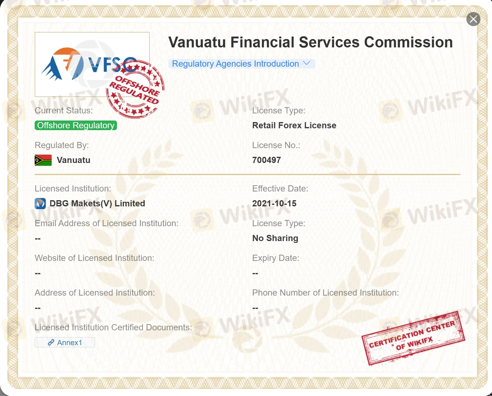 offshore regulated VFSC license