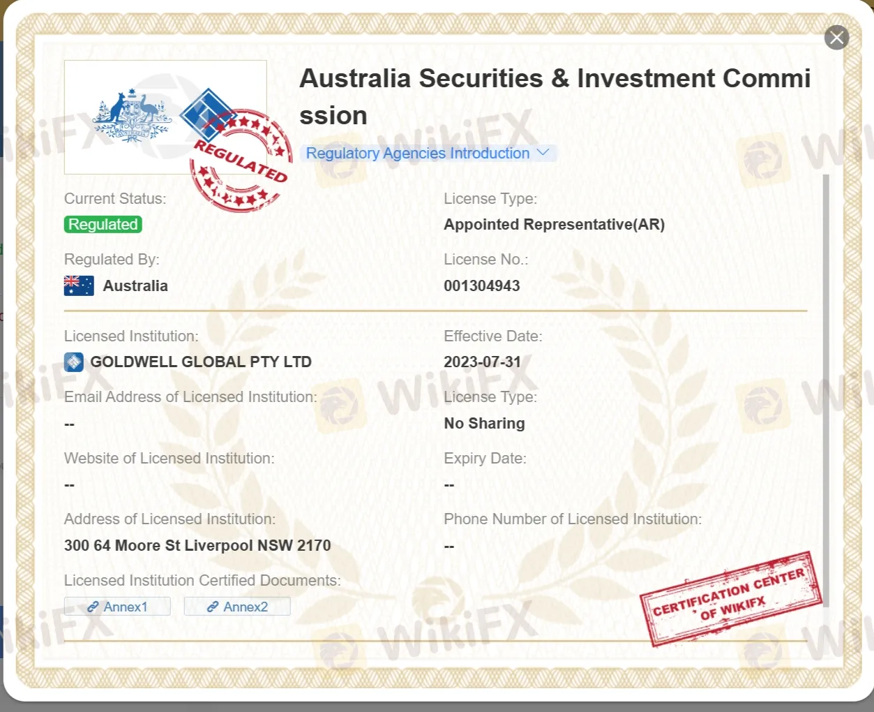 regulated ASIC license