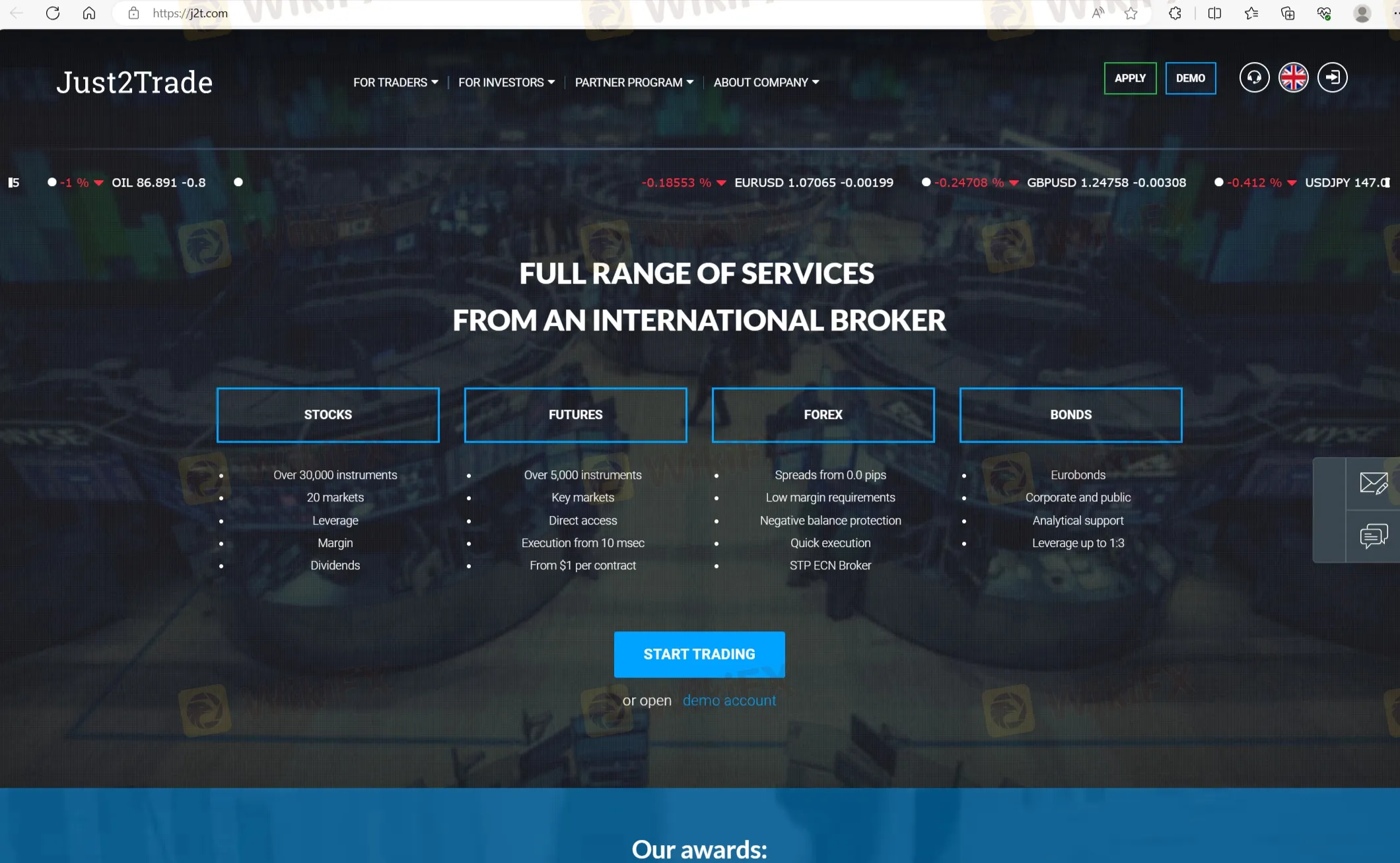 Just2Trade's home page Just2Trade's home page