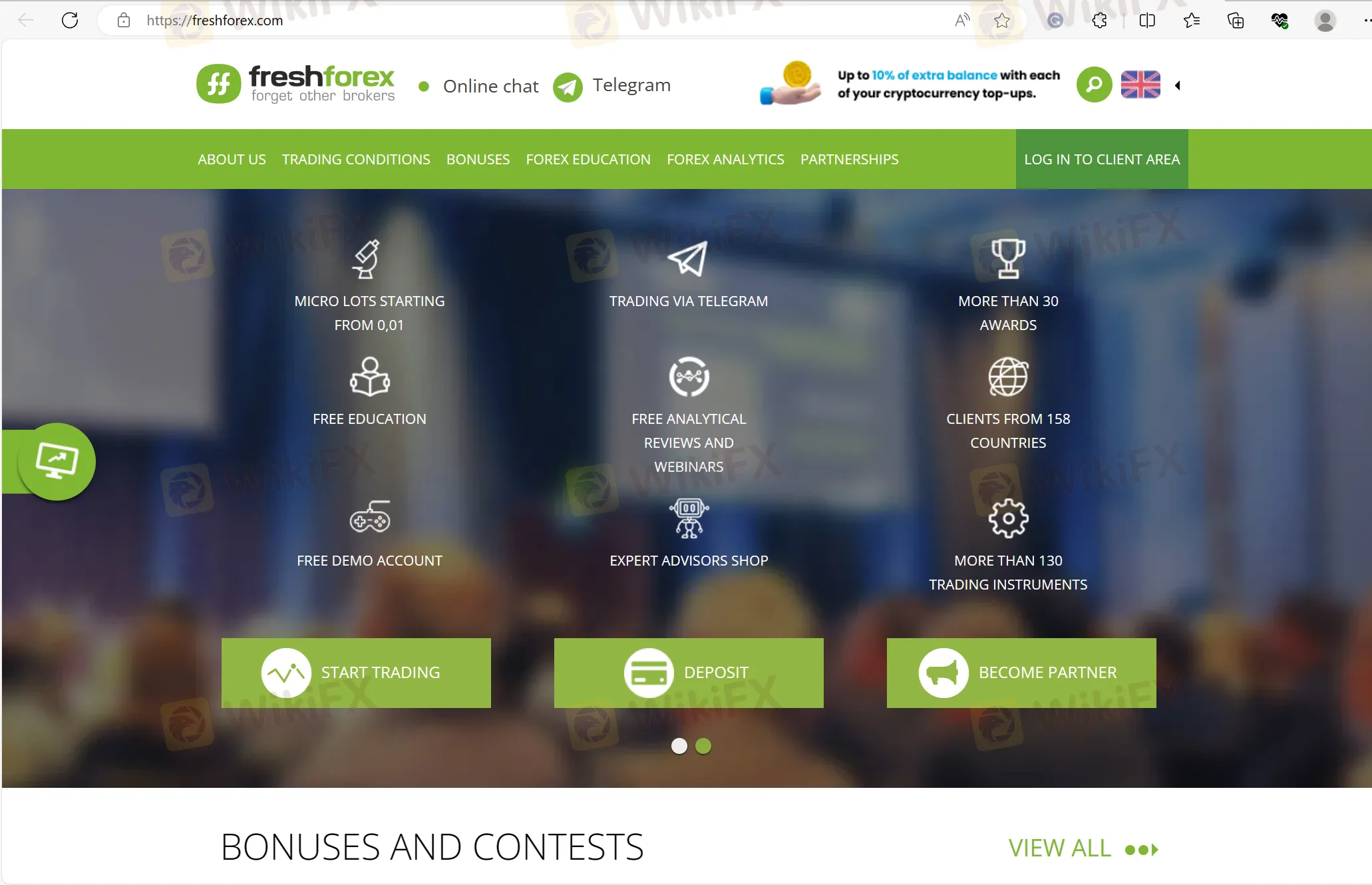 FreshForex's home page