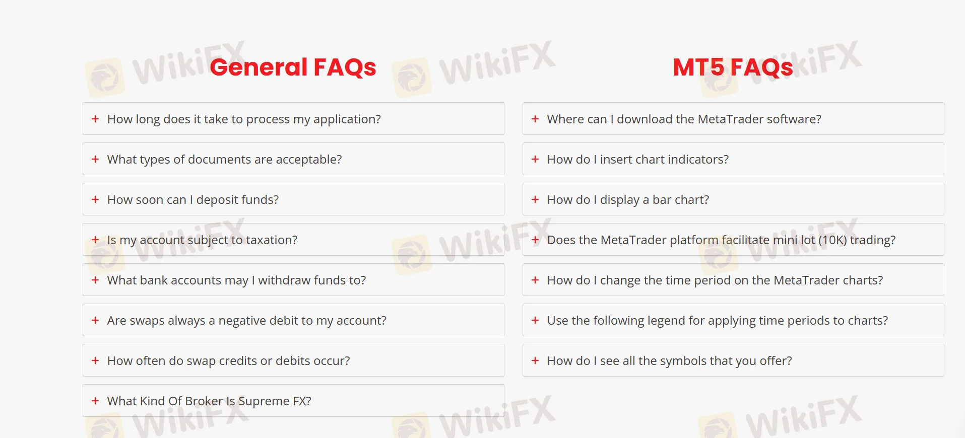 FAQ page