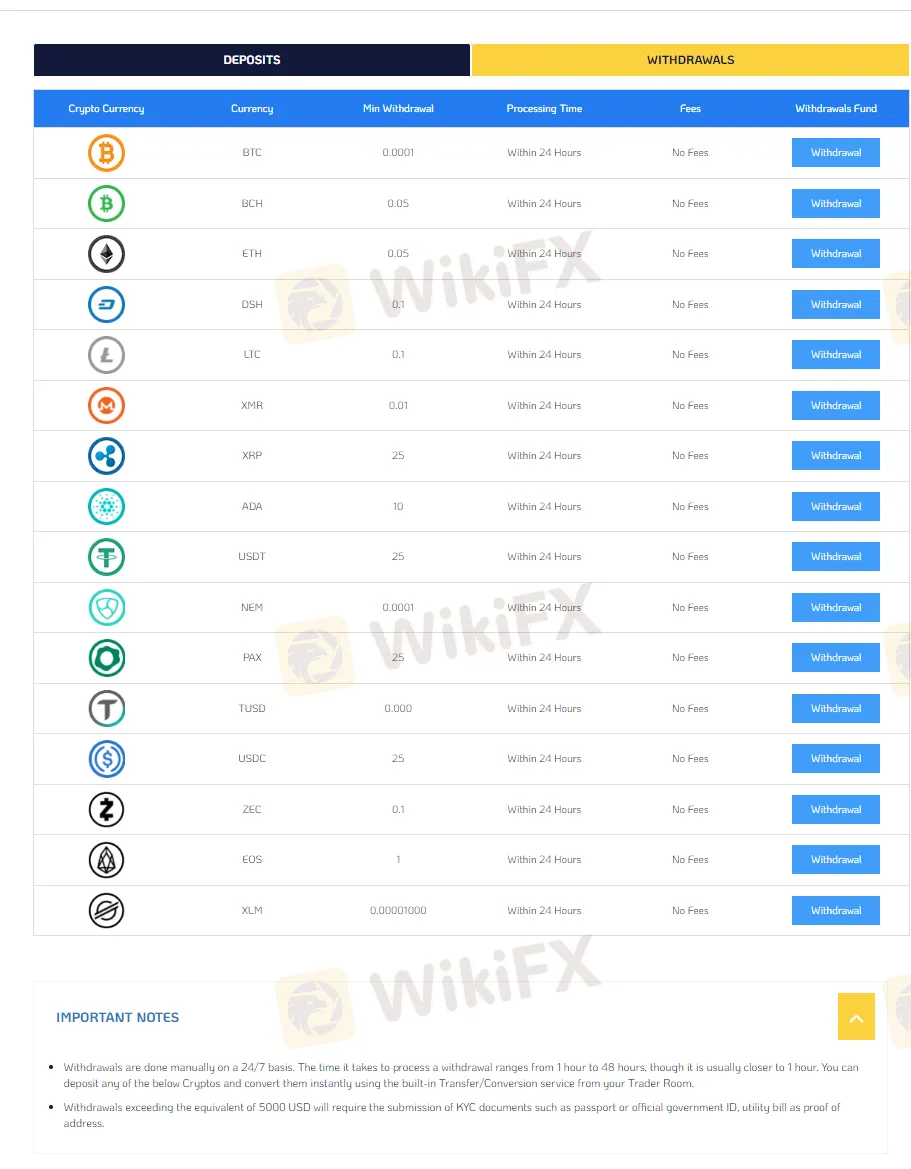 withdrawal details