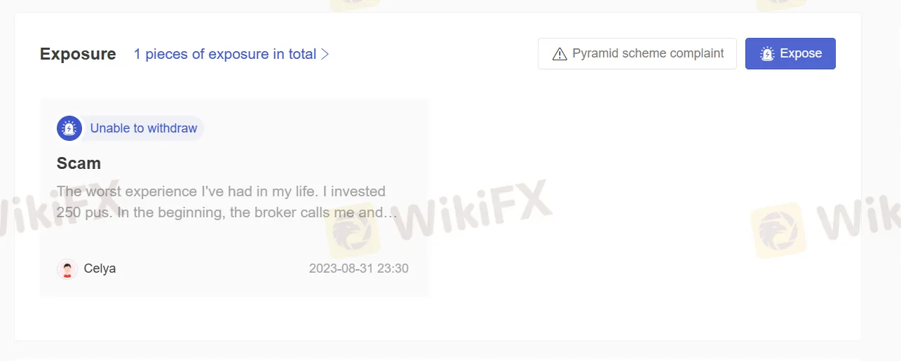 Exposition de l'utilisateur sur WikiFX Exposition de l'utilisateur sur WikiFX