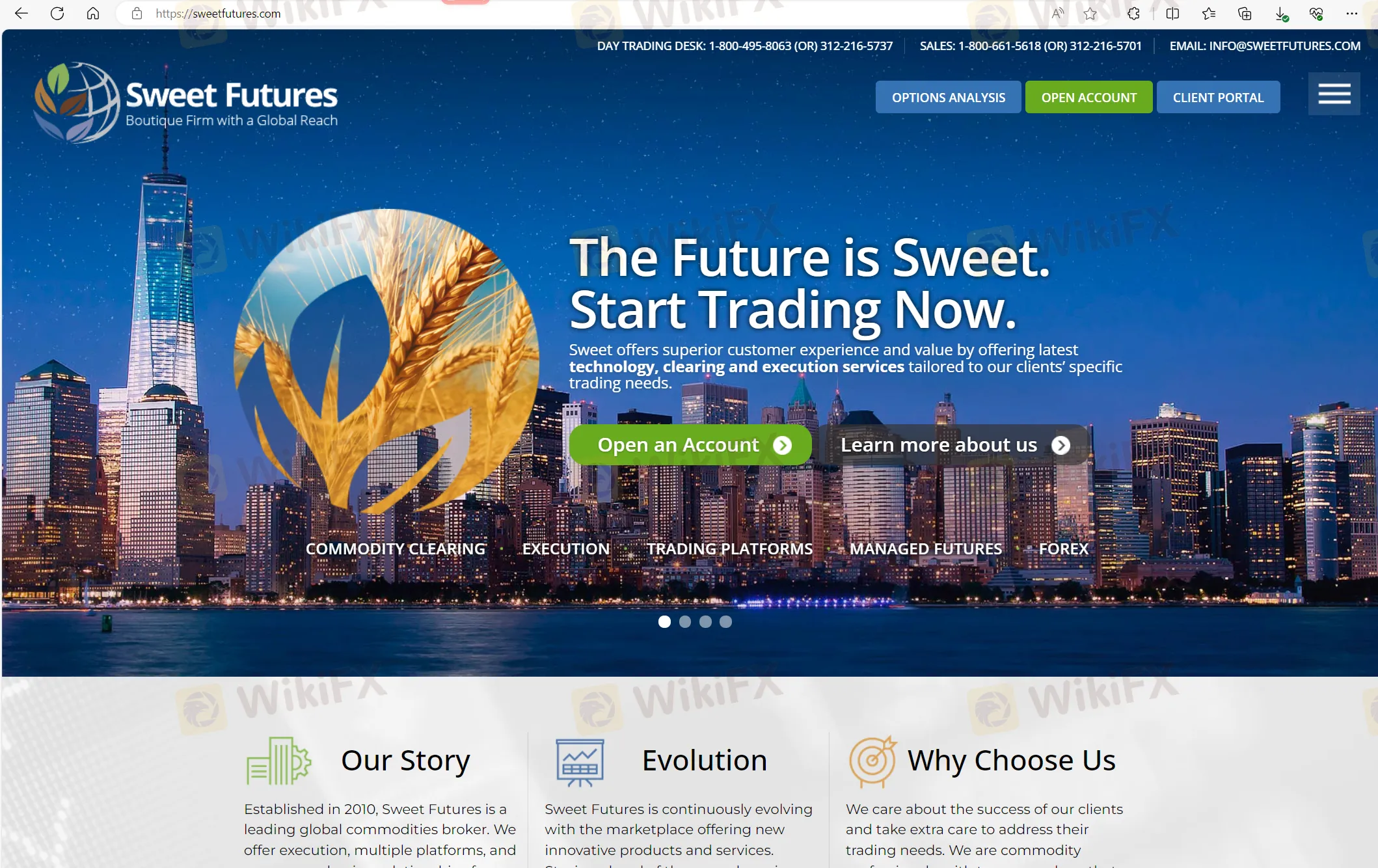 Sweet Futures' homepage