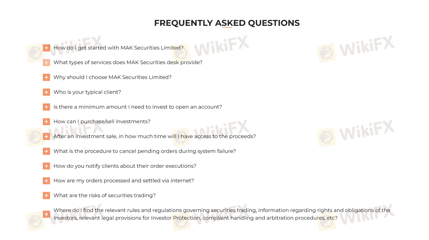 FAQ page