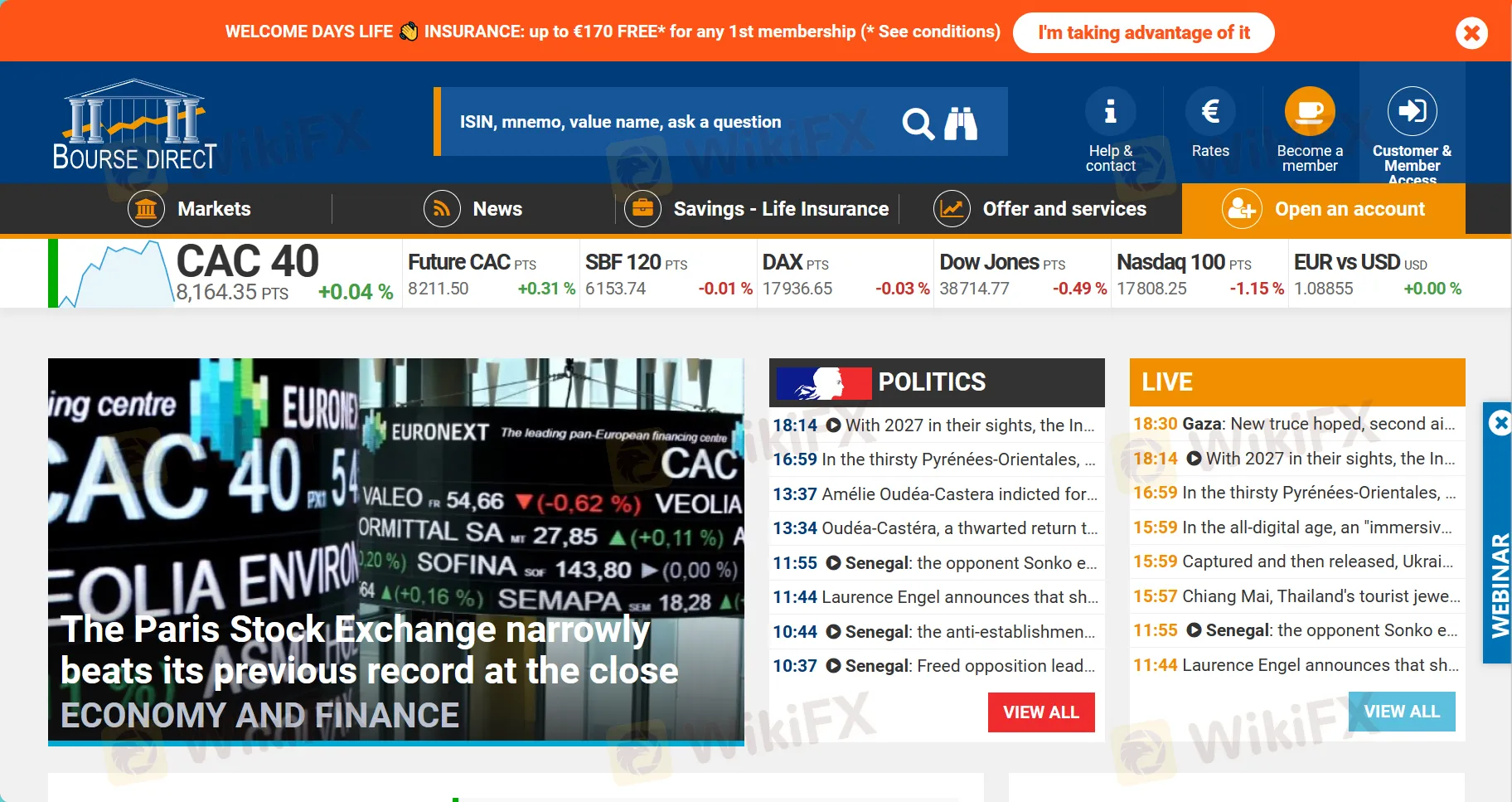 BOURSE DIRECT's homepage BOURSE DIRECT's homepage