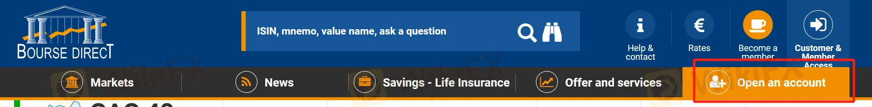 Click the button ''Open an account'' Click the button ''Open an account''