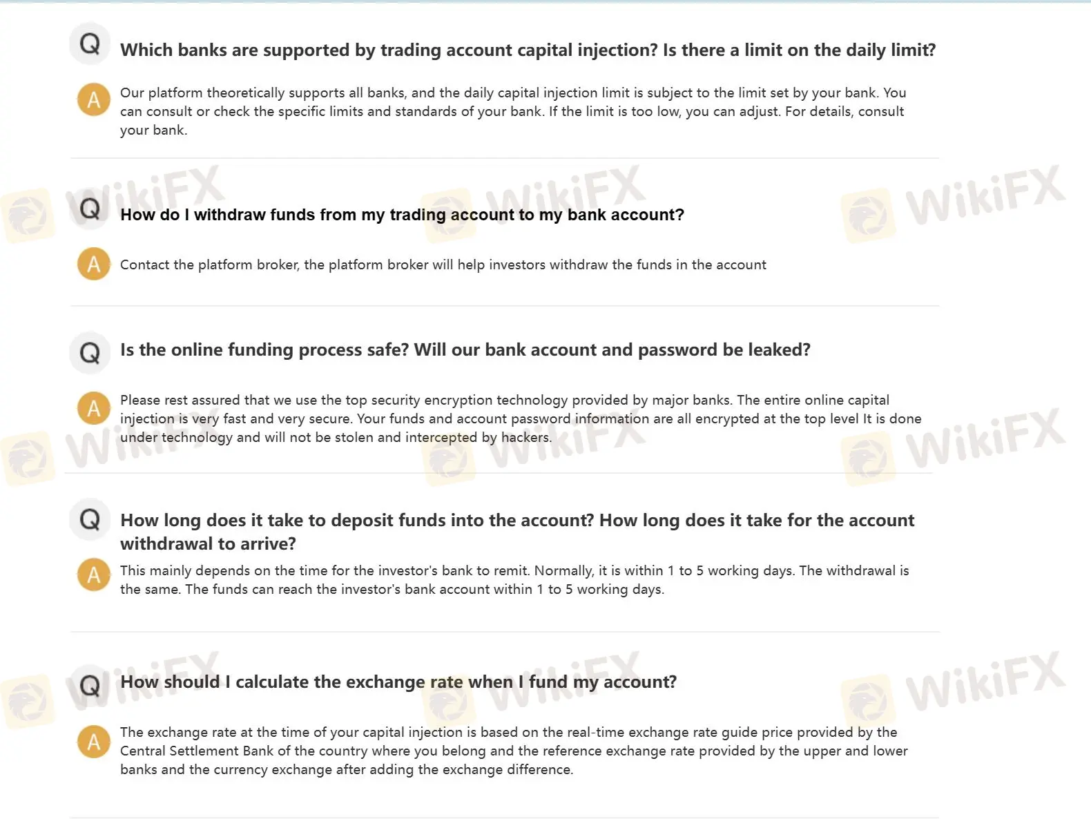 Deposit & Withdrawal FAQ