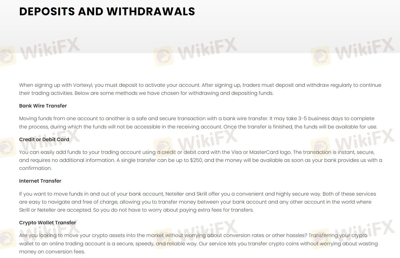 Deposit & Withdrawal