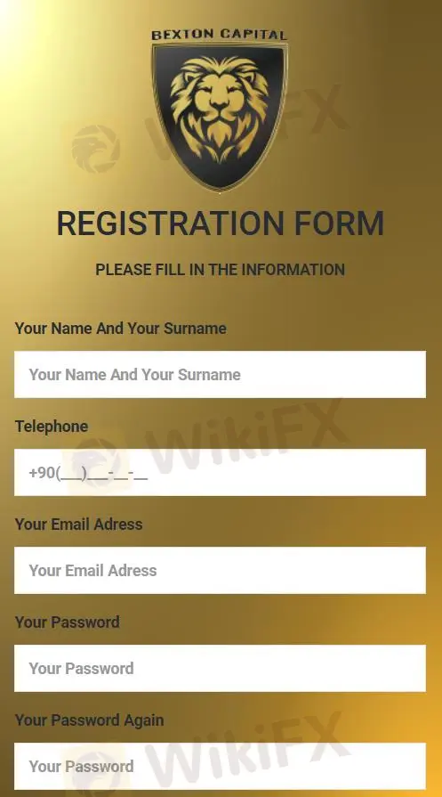 fill in personal info