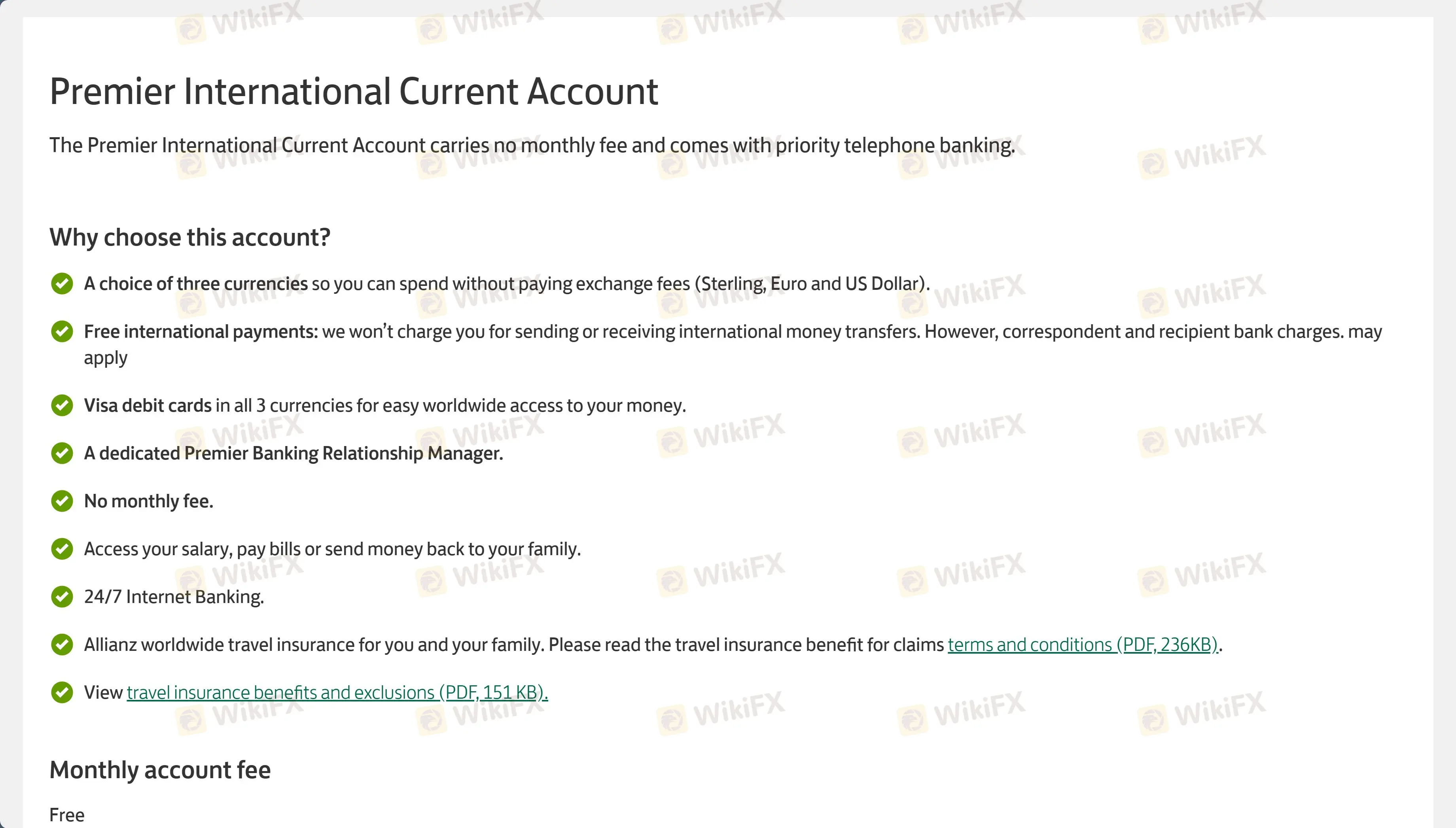 Premier International Current Account