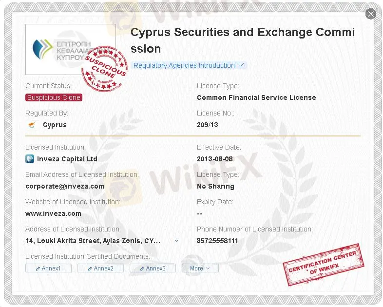 Suspicious clone CySEC license