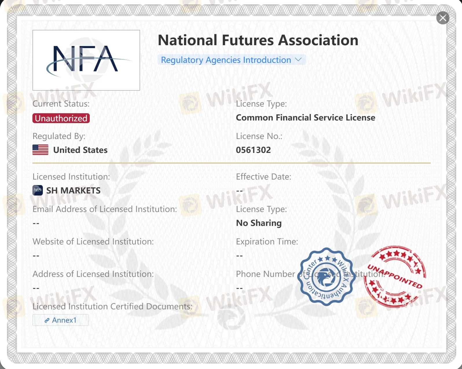 licence non autorisée de la NFA