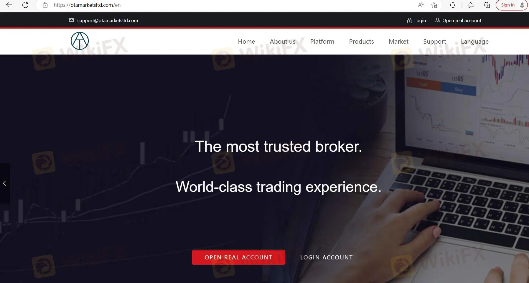 OTA Market's homepage