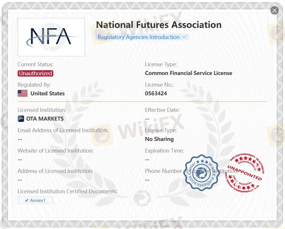 Licencia no autorizada de la NFA