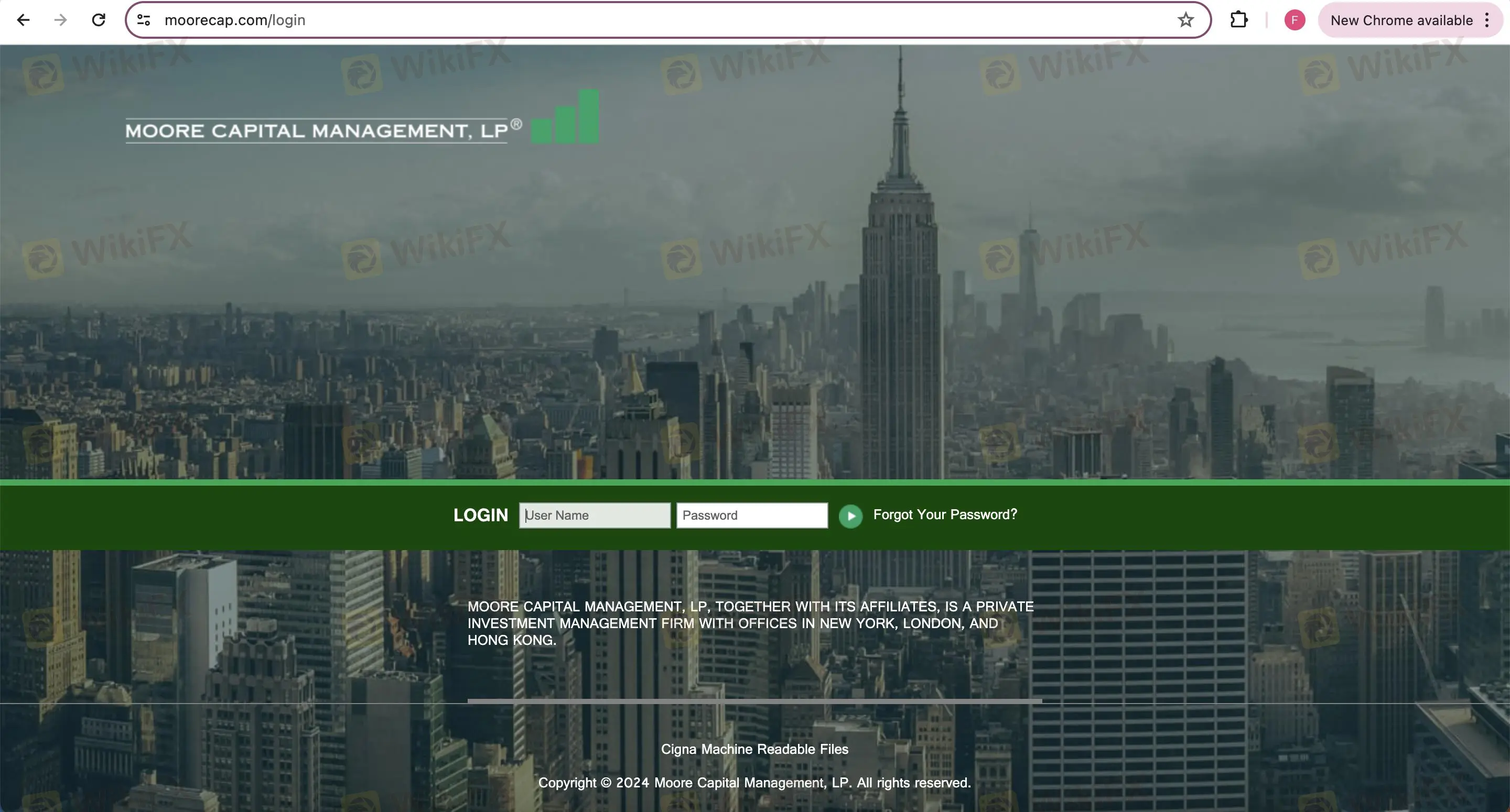 Page d'accueil de Moore Capital