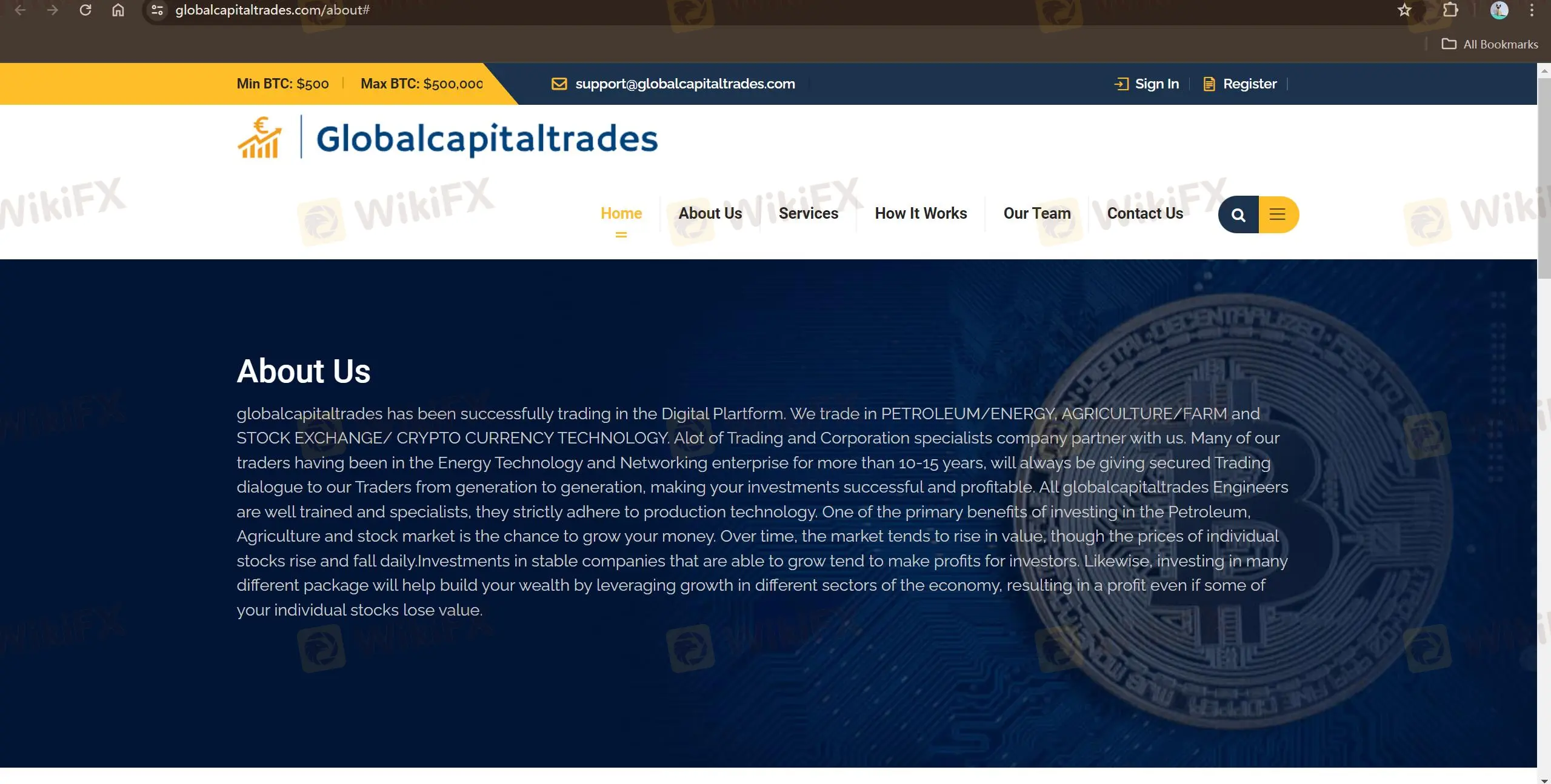 Página de inicio de Globalcapitaltrades