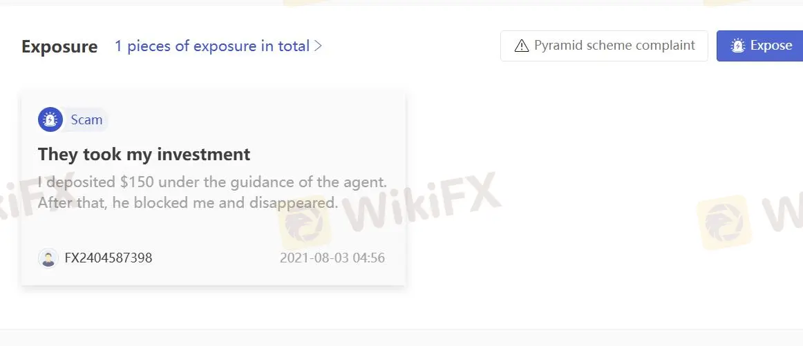 Paparan Pengguna di WikiFX