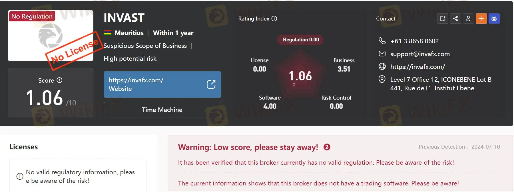 Regulatory Status: Is INVAST Securities legit?