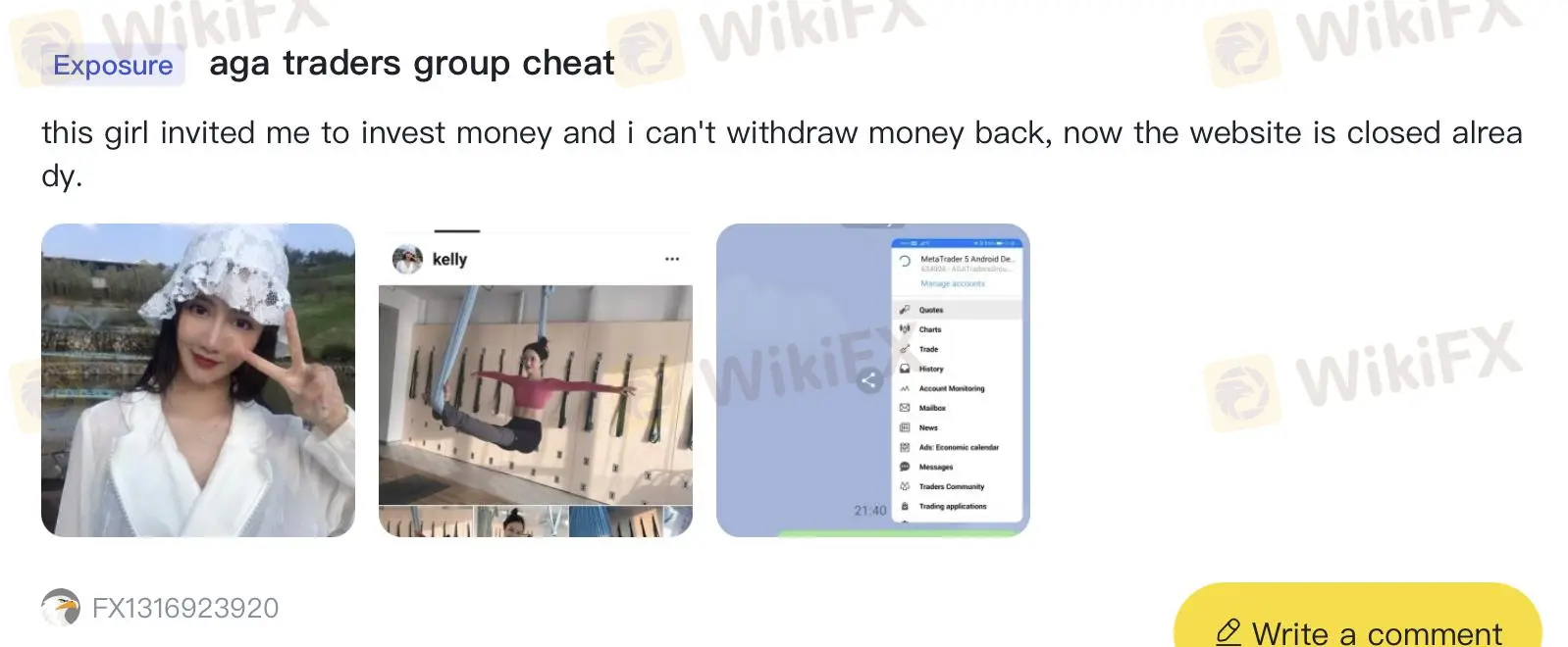 Ulasan Negatif AGA TRADERS GROUP di WikiFX