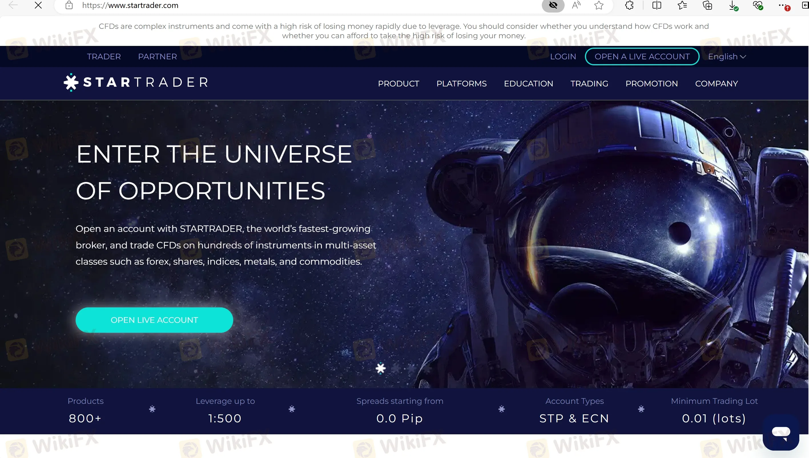 STARTRADER's homepage