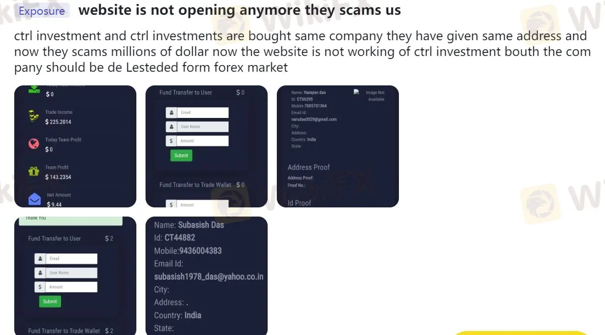 WikiFX上關於CTRL Investment的負面評論