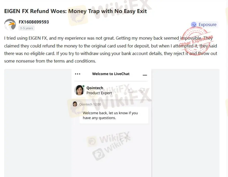 Đánh giá tiêu cực về EIGEN FX trên WikiFX