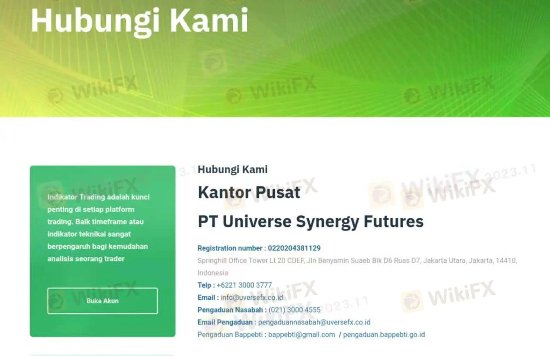 Informações do PT. Universe Synergy Futures