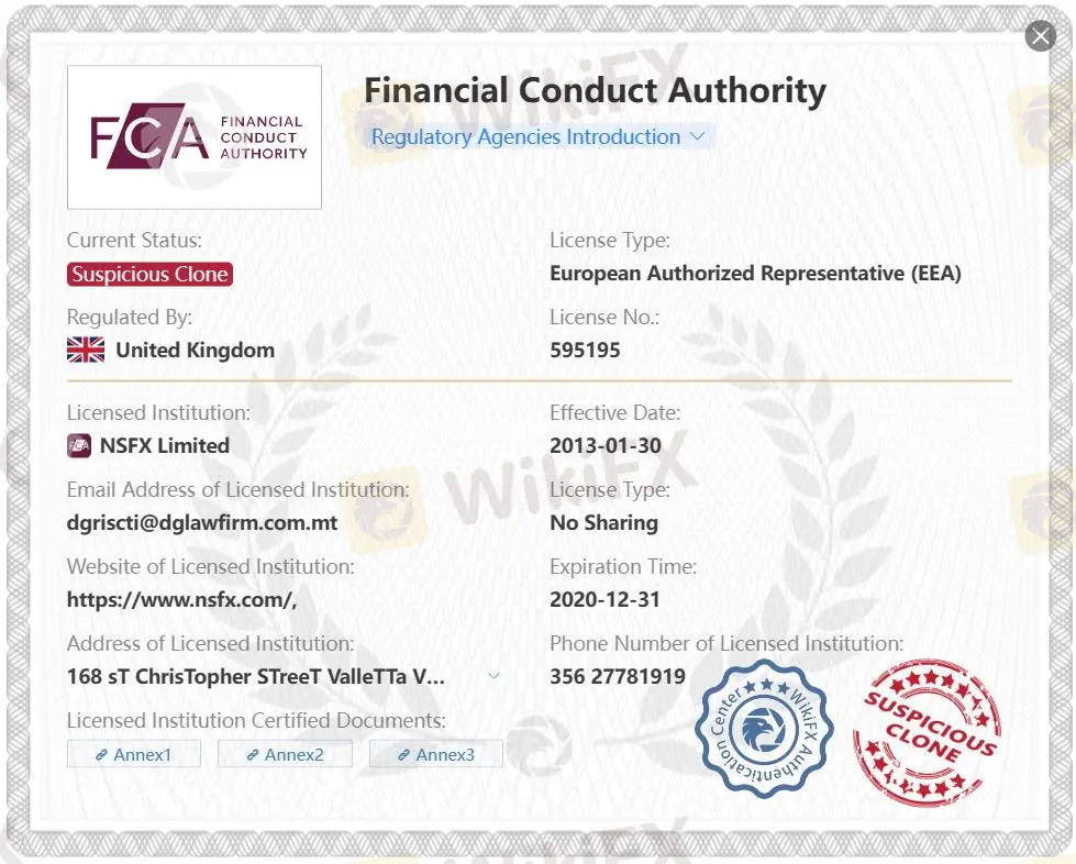 Suspicious clone FCA license