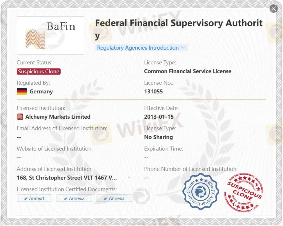 Suspicious clone BaFin license