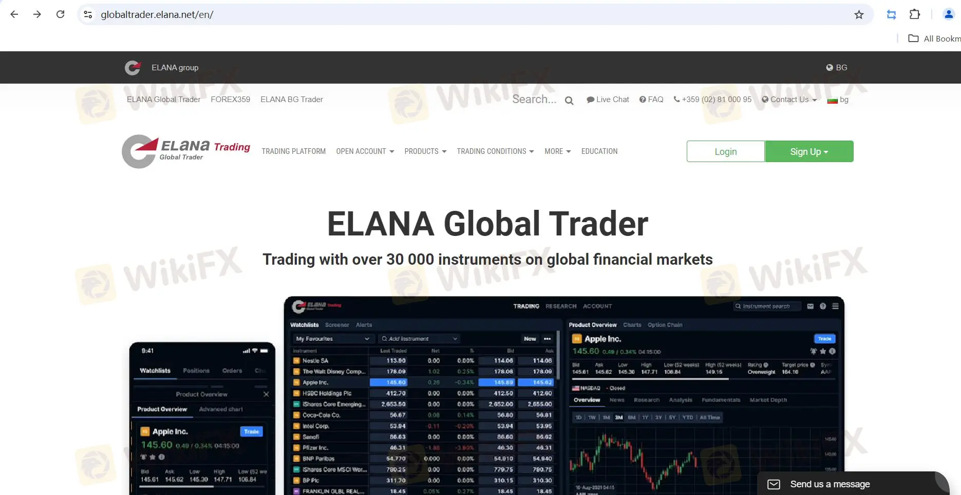 Page d'accueil de ELANA Trading