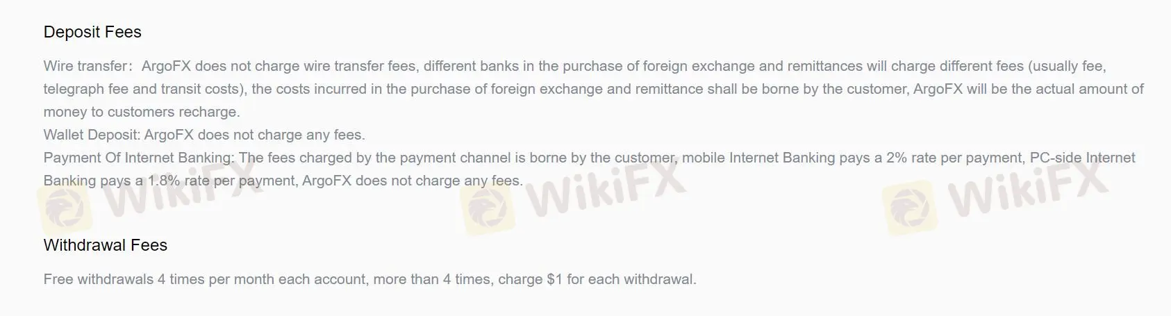 Deposit & withdrawal fees