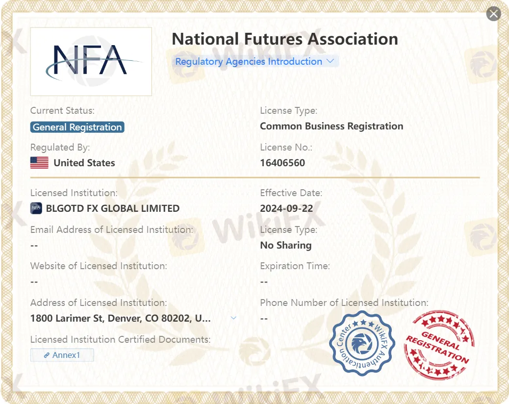 Licence NFA générale enregistrée