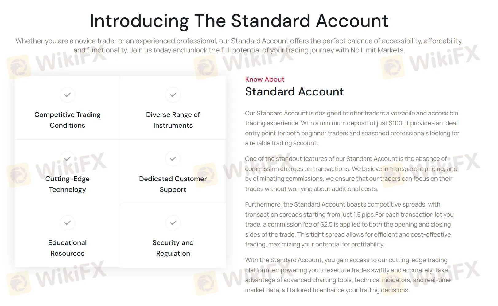 Détails du compte Standard