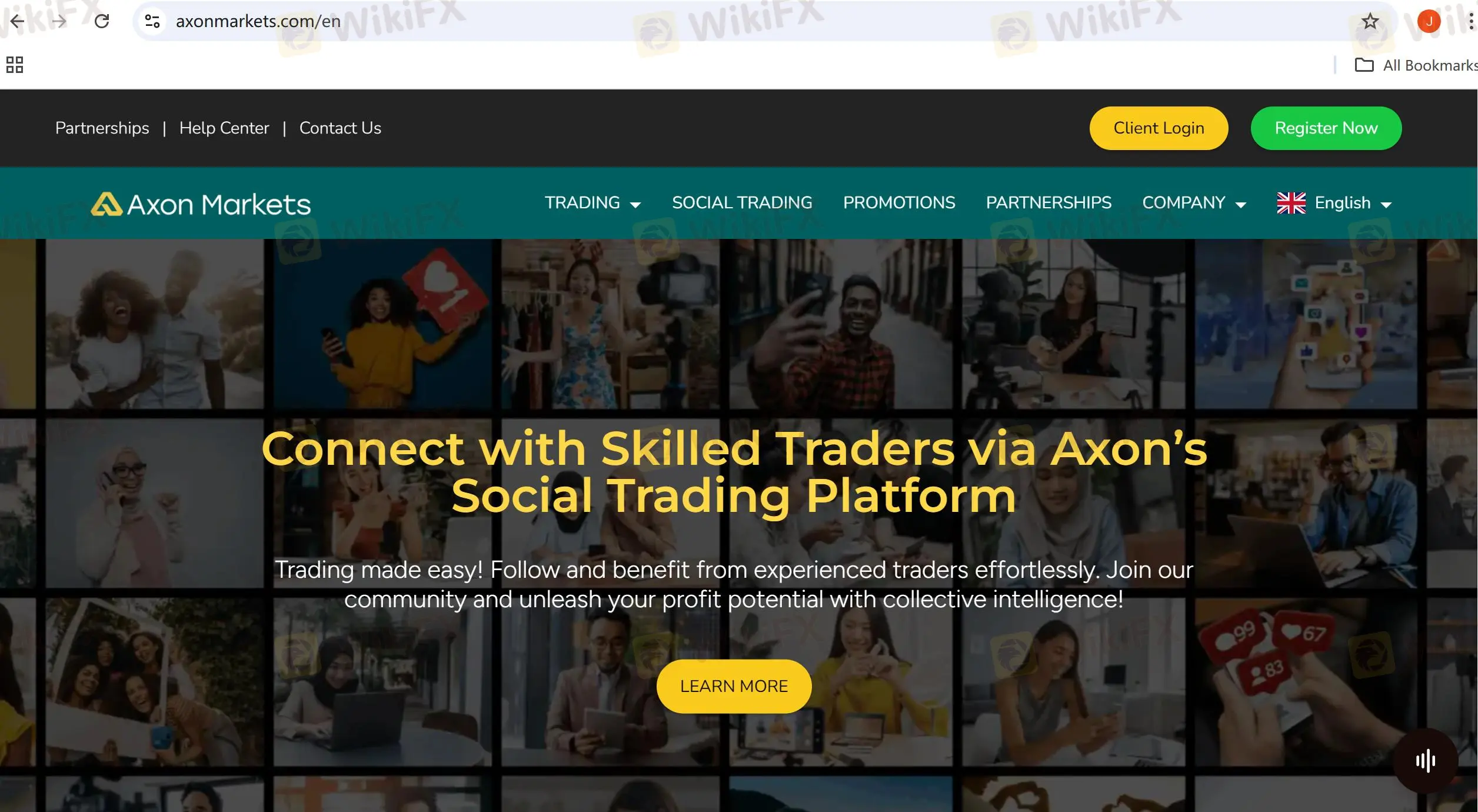 Axon Markets' homepage