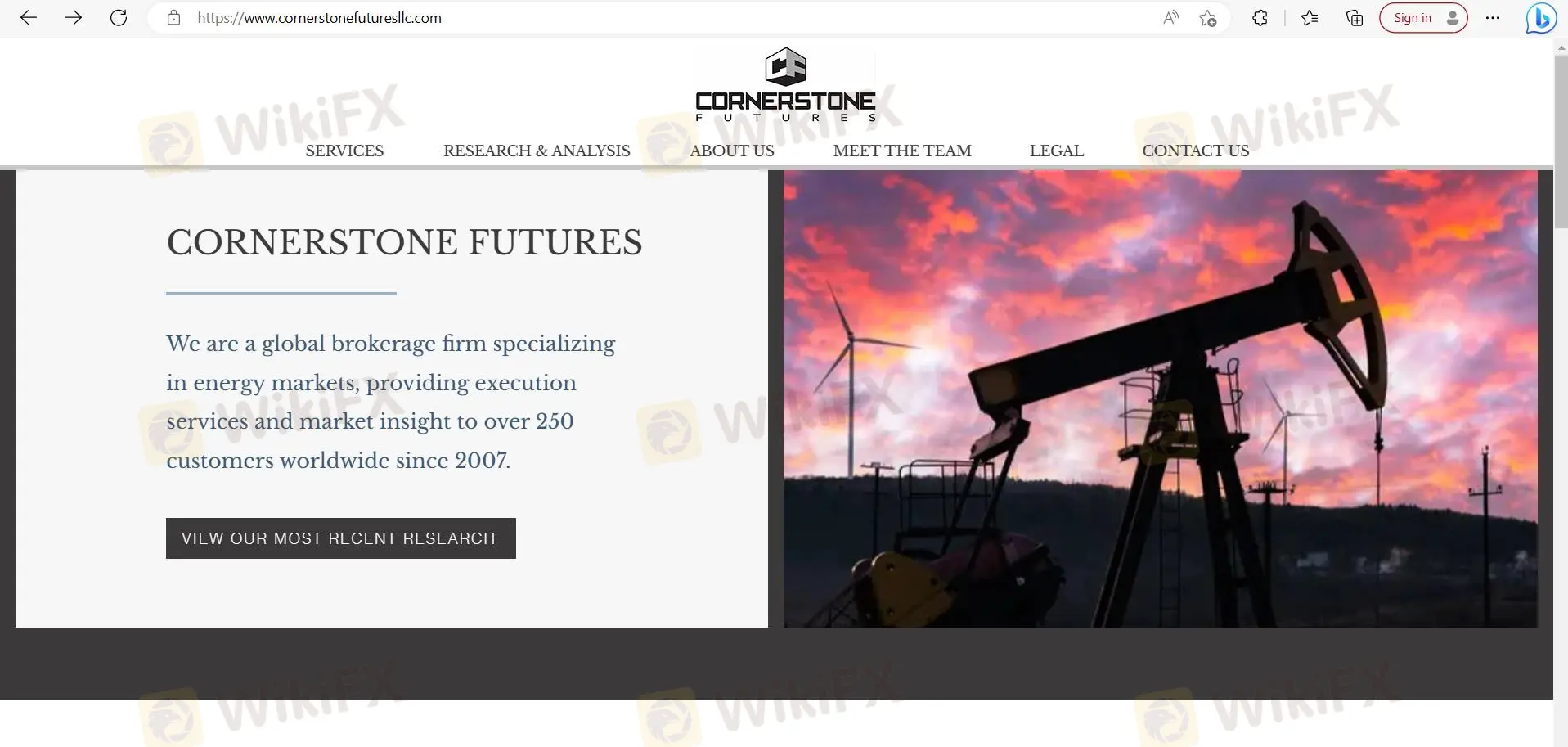 Cornerstone Futures' homepage