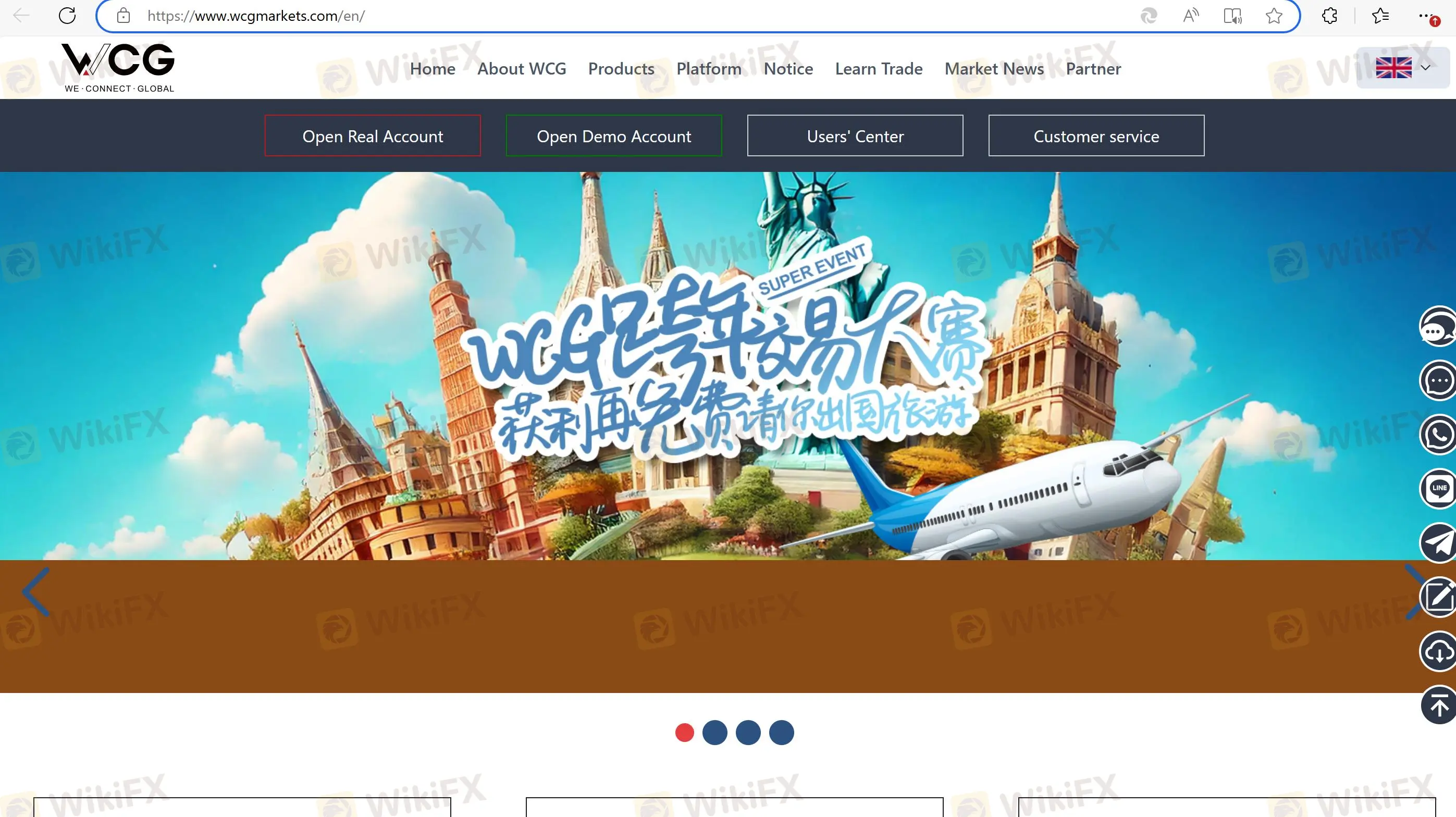 WCG Markets' homepage