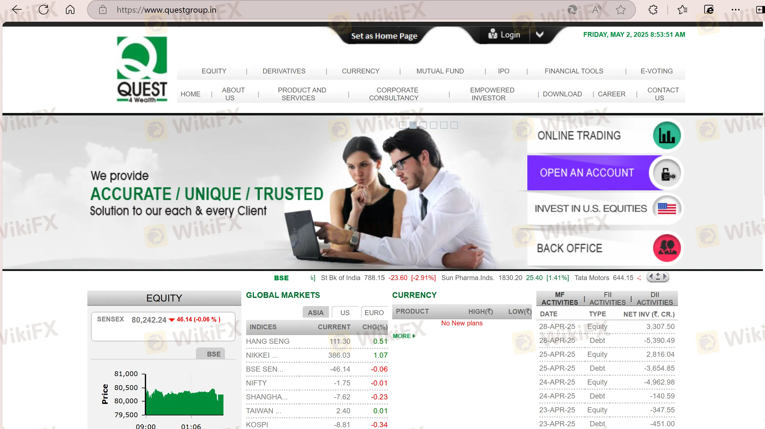 Quest's homepage