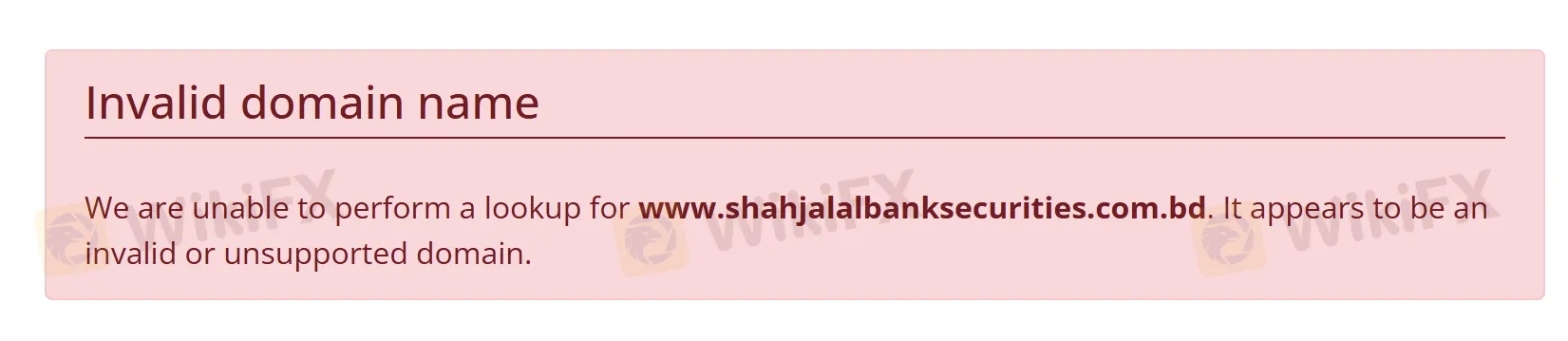 Invalid domain name