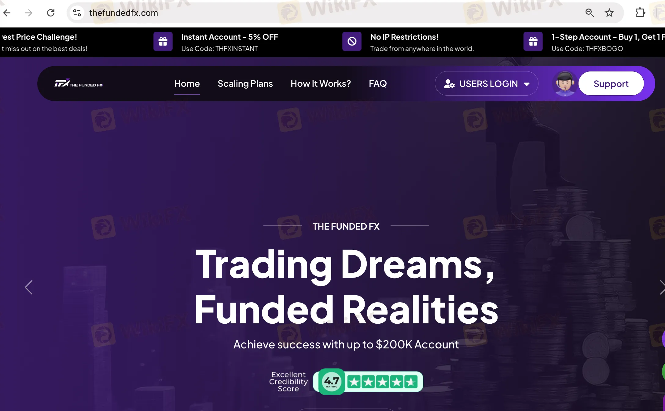 Página de inicio de The Funded Fx