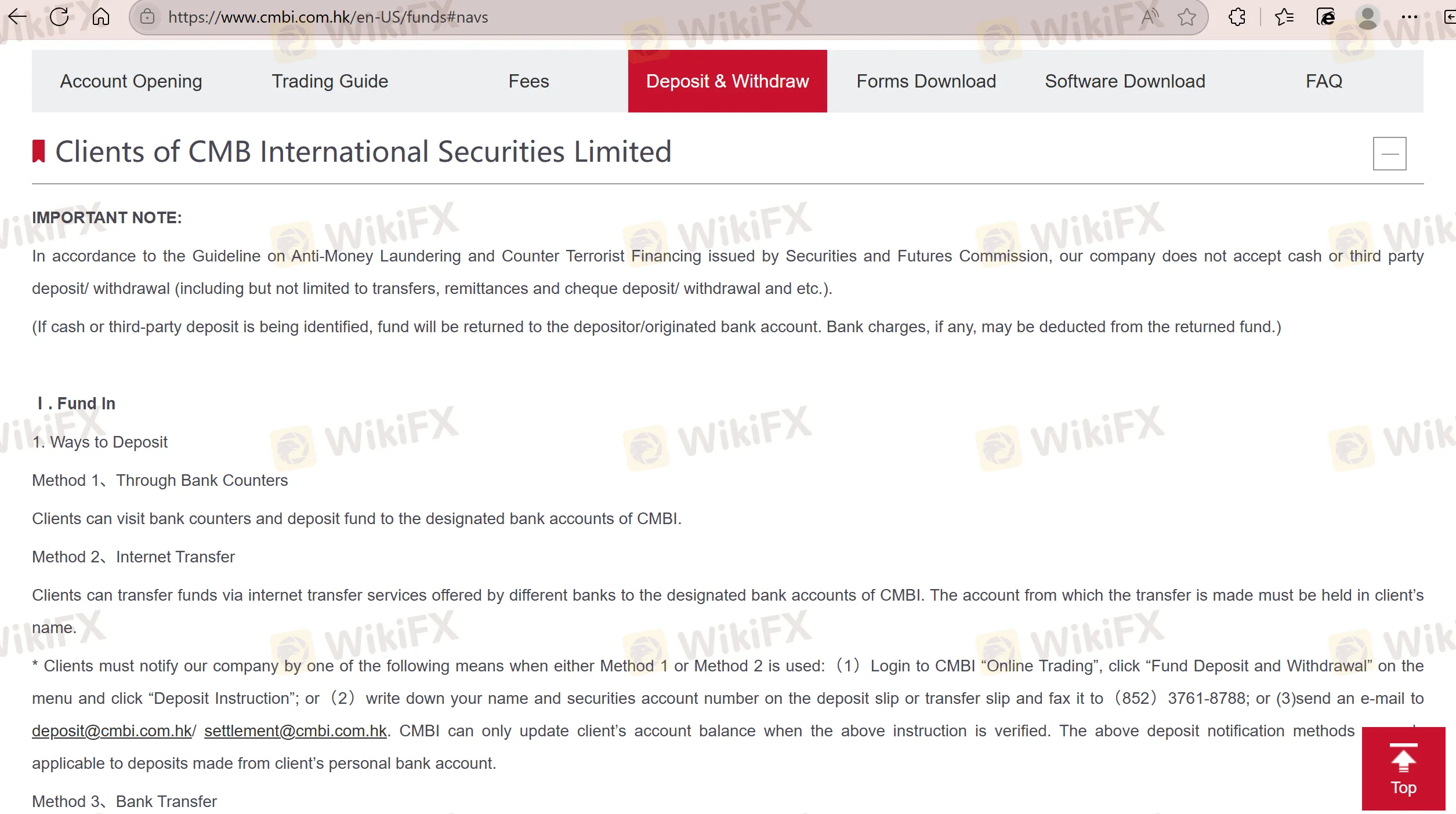 Deposit and Withdrawal