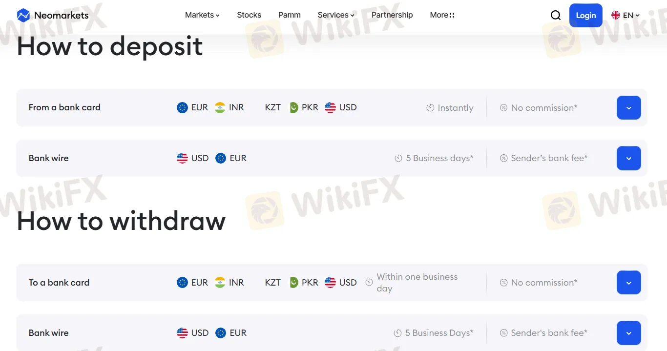 Deposit and Withdrawal